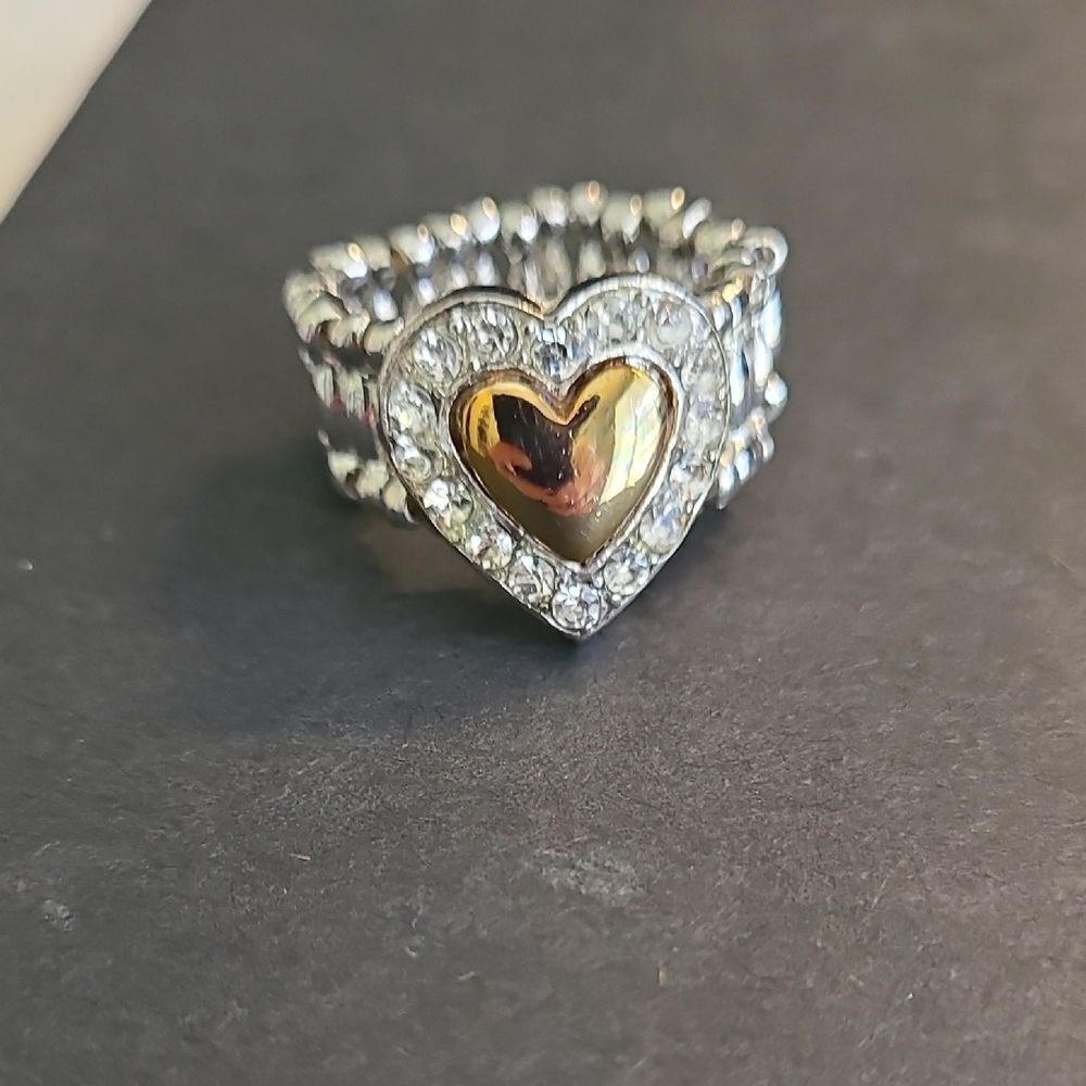 Gold and Silver Heart Ring